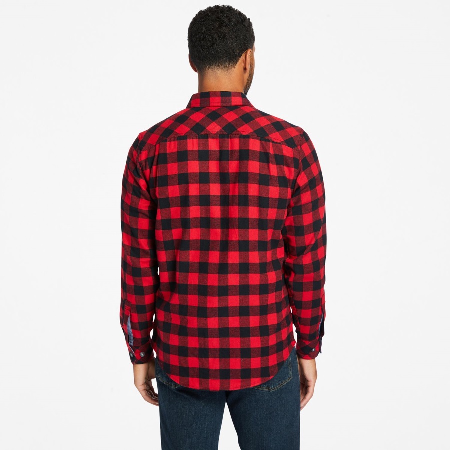 Men's Pro Woodfort Midweight Flannel Work Shirt Timberland Ireland Red/Black Buffalo Check
