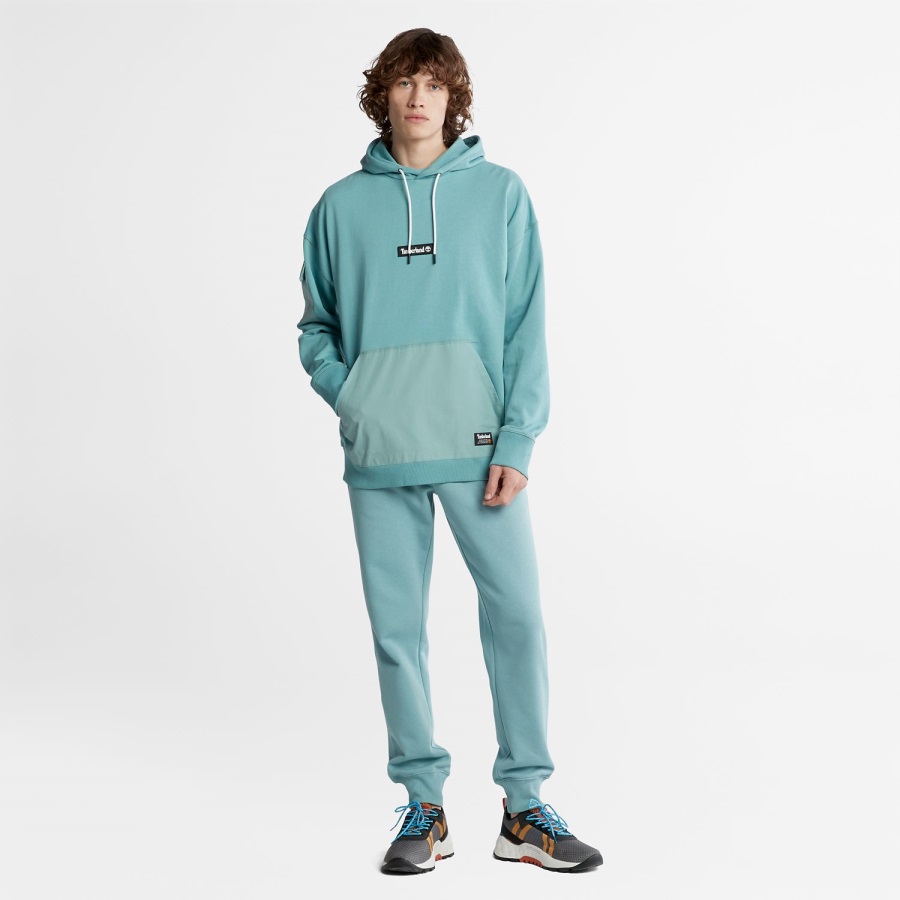 Men's Progressive Utility Mixed-Media Hoodie Timberland Ireland Mineral Blue