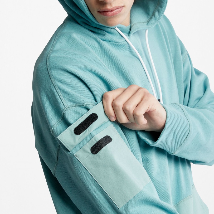 Men's Progressive Utility Mixed-Media Hoodie Timberland Ireland Mineral Blue