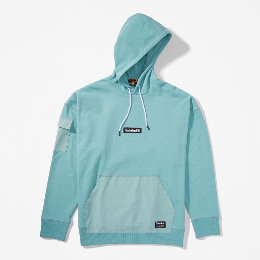 Men's Progressive Utility Mixed-Media Hoodie Timberland Ireland Mineral Blue