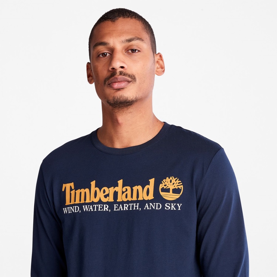 Men's Wind Water Earth And Sky Long-Sleeve T-Shirt Dark Navy Timberland Ireland