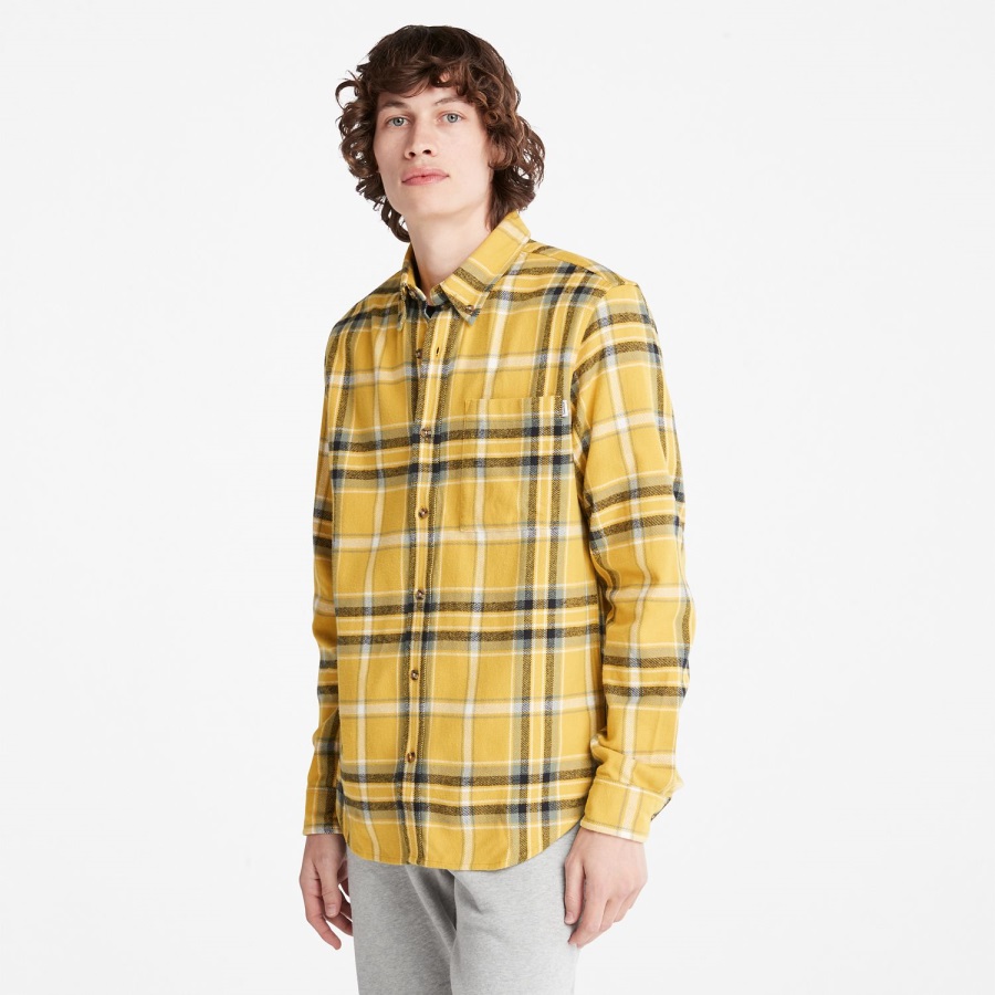 Mustard Men's Heavy Flannel Plaid Shirt Timberland Ireland
