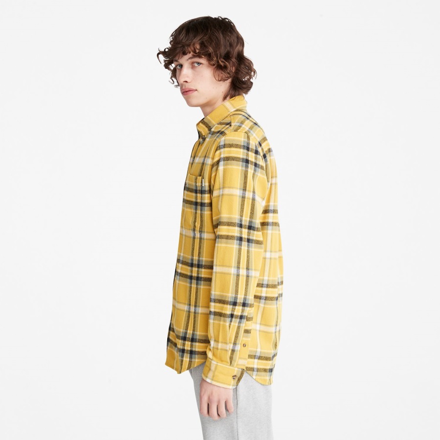 Mustard Men's Heavy Flannel Plaid Shirt Timberland Ireland