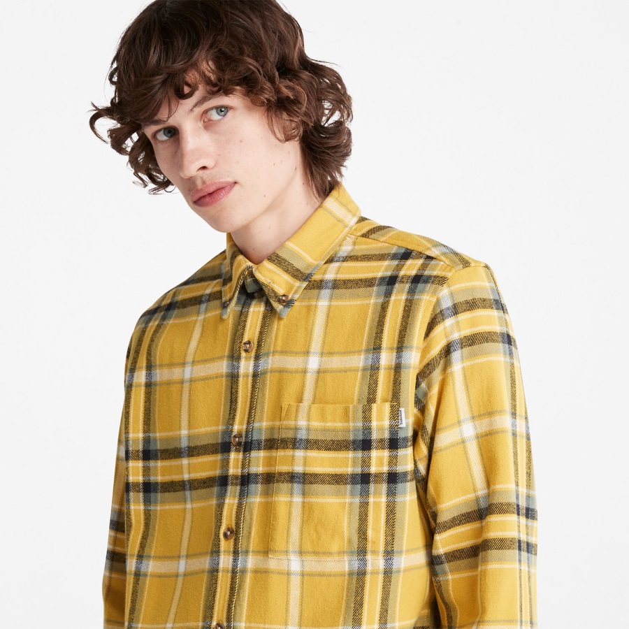 Mustard Men's Heavy Flannel Plaid Shirt Timberland Ireland