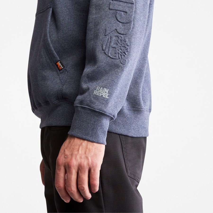 Navy Heather Timberland Ireland Men's Pro Hood Honcho Sport Embossed Logo Pullover Hoodie