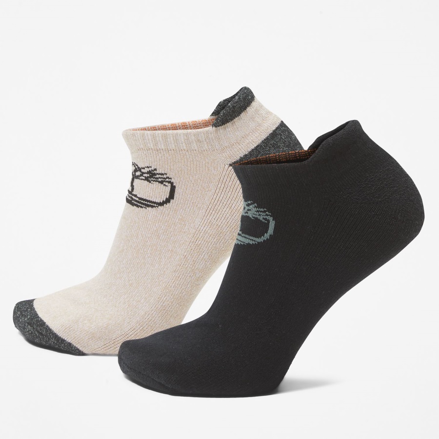 Off-White Timberland Ireland Men's 2-Pack Half-Cushioned No-Show Trail Socks