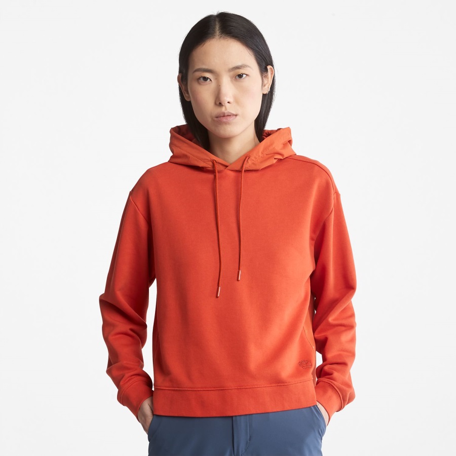 Orange Timberland Ireland Women's Mixed-Media Hoodie Sweatshirt