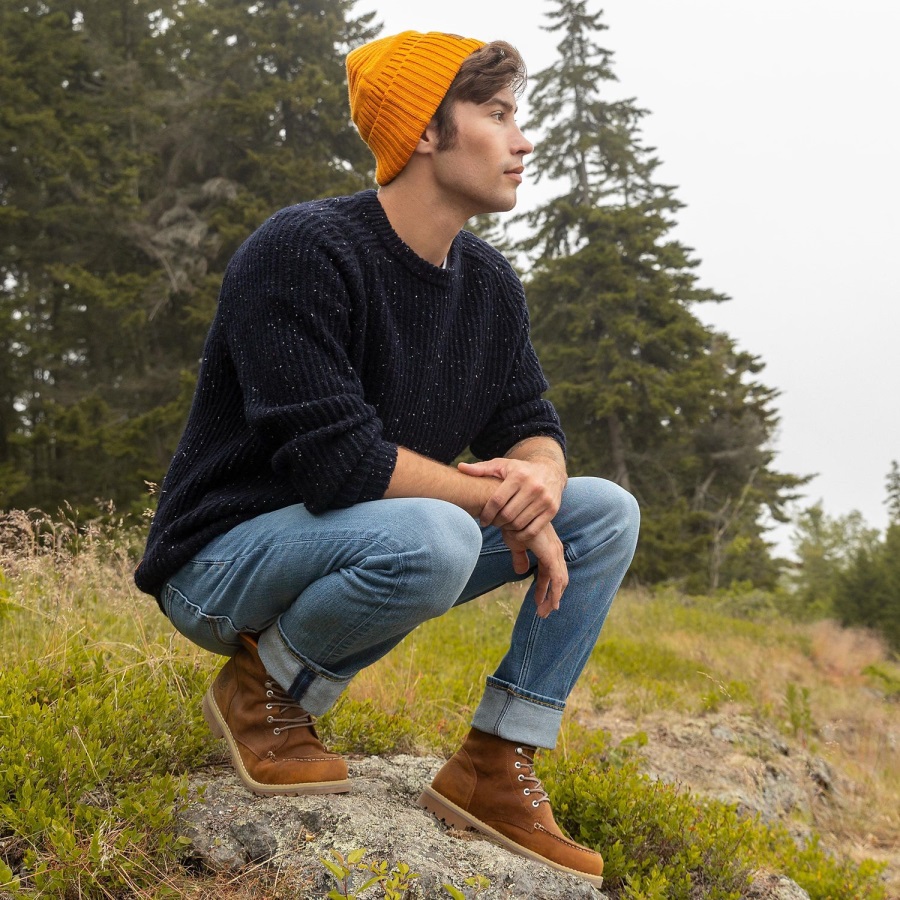 Rust Full-Grain Timberland Ireland Men's Redwood Falls Waterproof Moc-Toe Boots