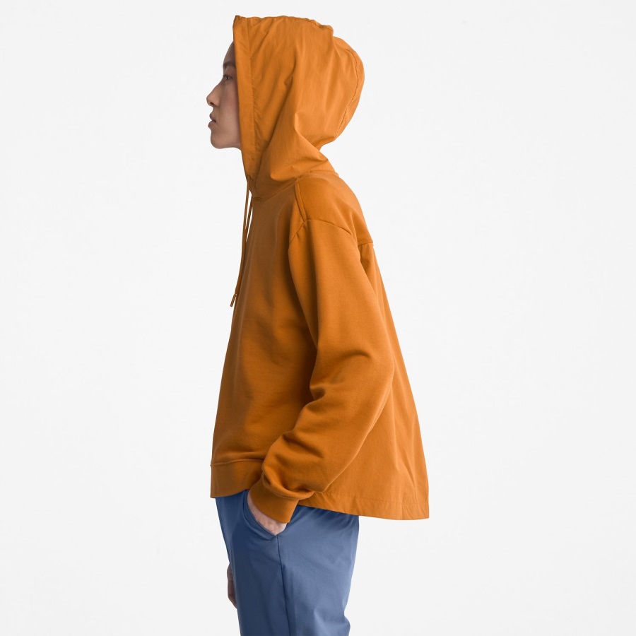 Tan Women's Mixed-Media Hoodie Sweatshirt Timberland Ireland