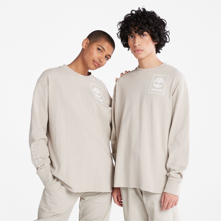 Taupe Heavyweight Back-Graphic Long-Sleeve T-Shirt Timberland Ireland