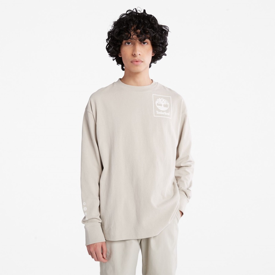 Taupe Heavyweight Back-Graphic Long-Sleeve T-Shirt Timberland Ireland