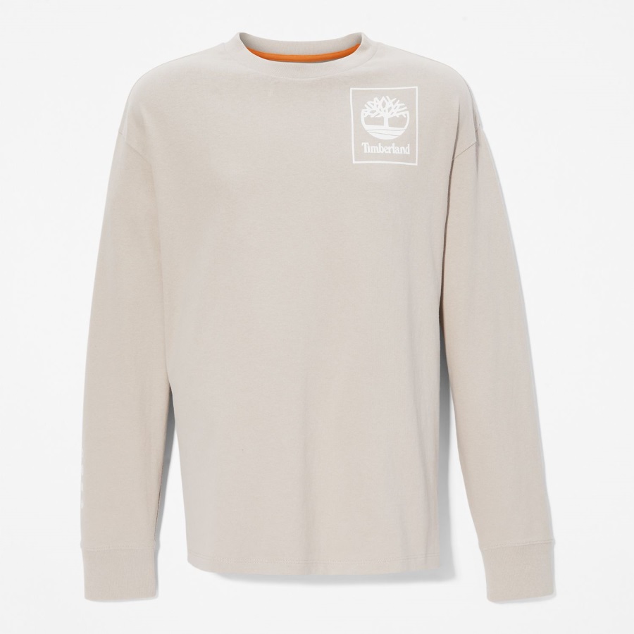 Taupe Heavyweight Back-Graphic Long-Sleeve T-Shirt Timberland Ireland