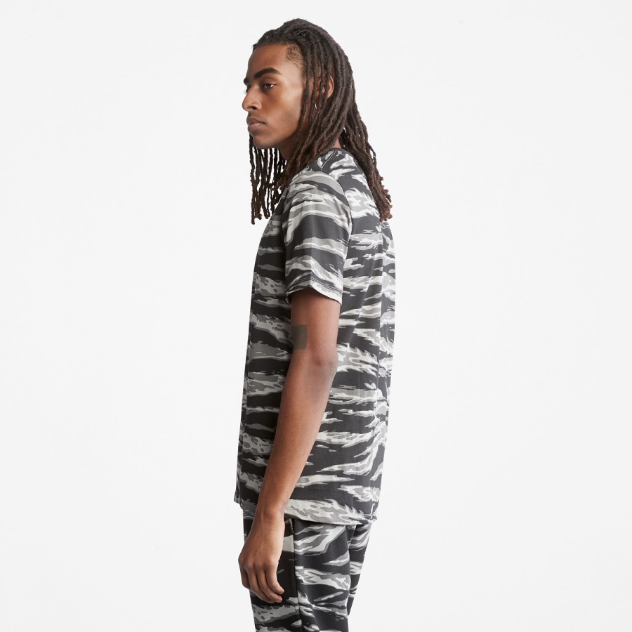 Tiger Camo Men's White Tiger Camo-Print T-Shirt Timberland Ireland