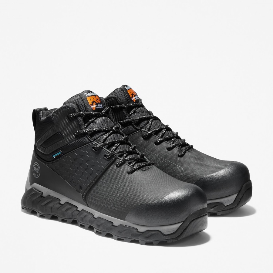 Timberland Ireland Black Ever-Guard Leather Men's Ridgework Composite Toe Waterproof Work Boot