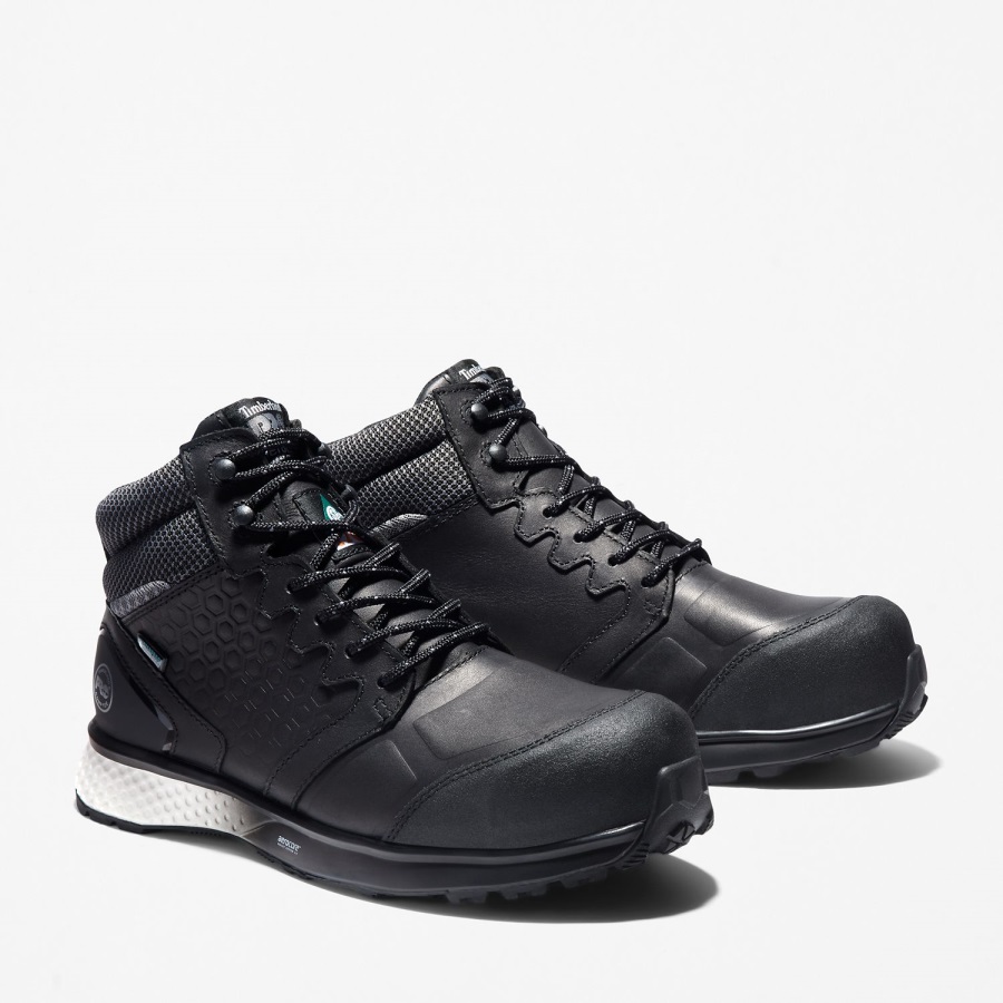 Timberland Ireland Black Full-Grain/Grey Men's Reaxion Composite Toe Waterproof Work Sneaker