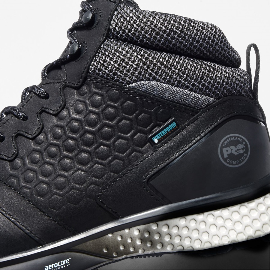 Timberland Ireland Black Full-Grain/Grey Men's Reaxion Composite Toe Waterproof Work Sneaker