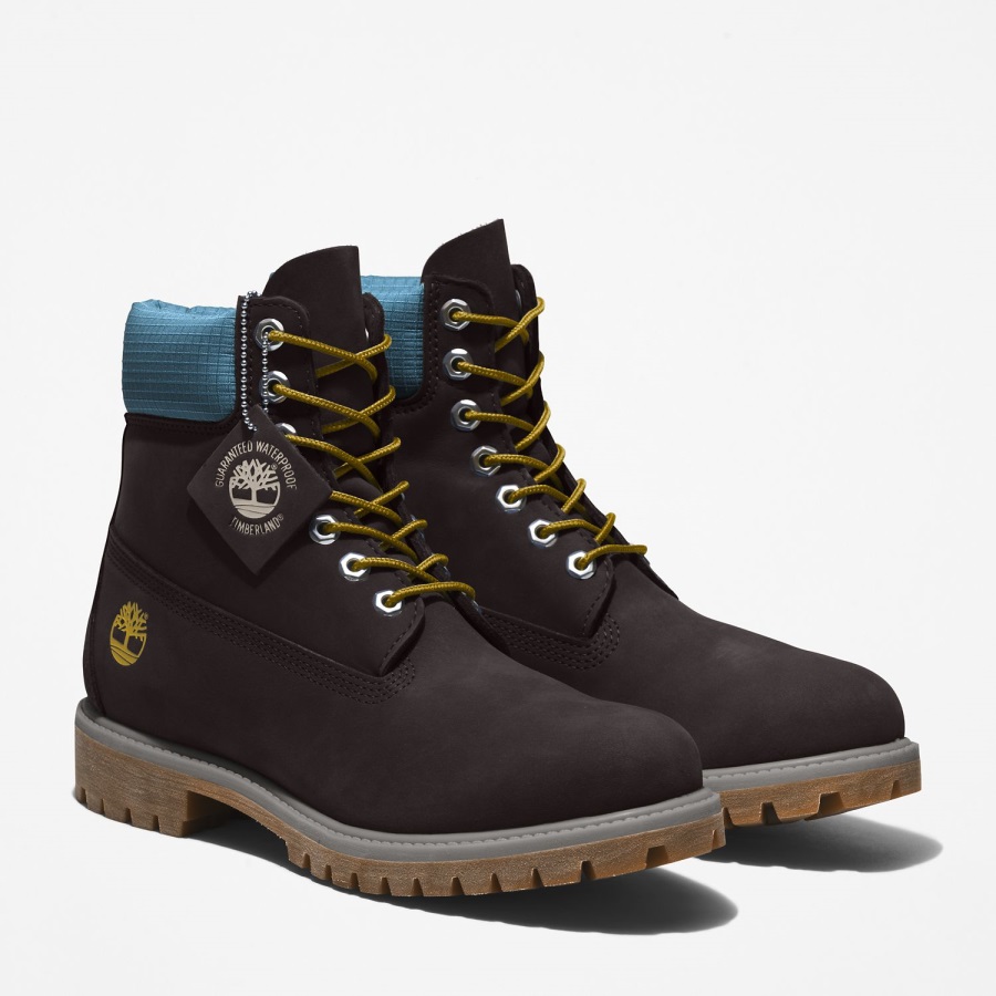 Timberland Ireland Black Nubuck/Blue Men's Premium 6-Inch Waterproof Boots