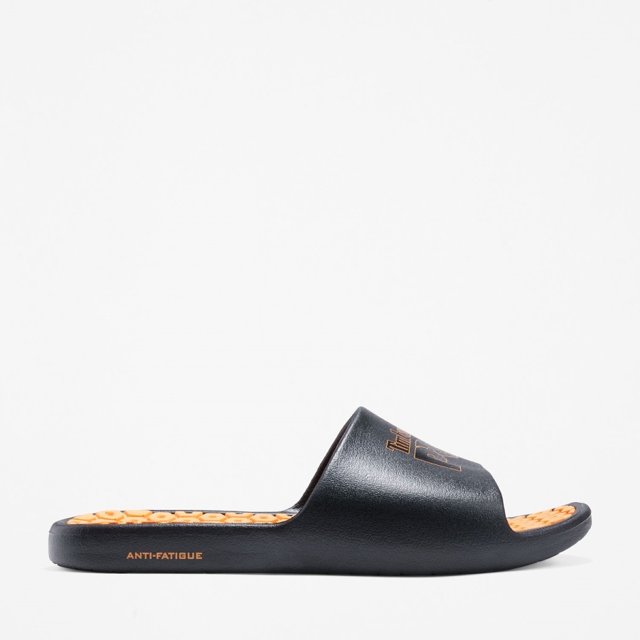 Timberland Ireland Black/Orange Anti-Fatigue Technology Slide Sandals