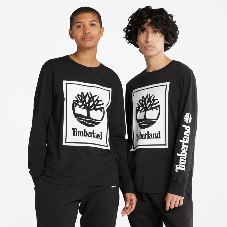 Timberland Ireland Black/White Long-Sleeve Logo T-Shirt