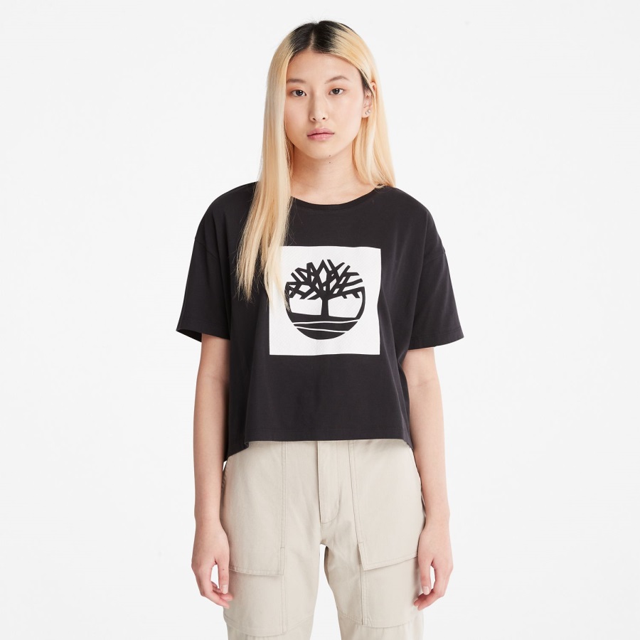 Timberland Ireland Black Women's Cropped Logo T-Shirt