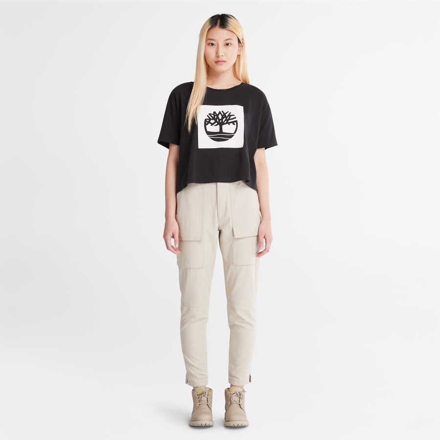 Timberland Ireland Black Women's Cropped Logo T-Shirt
