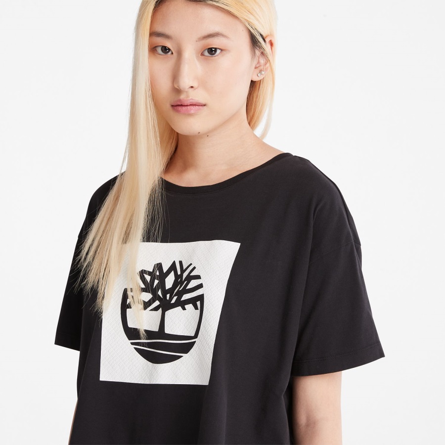 Timberland Ireland Black Women's Cropped Logo T-Shirt