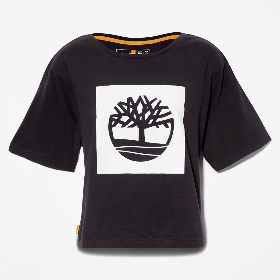 Timberland Ireland Black Women's Cropped Logo T-Shirt