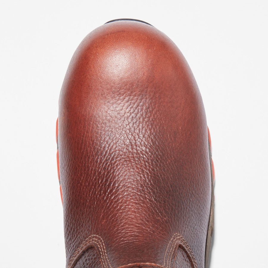 Timberland Ireland Brown Distressed Full-Grain Leather Men's Hypercharge Pull On Composite Toe Waterproof Work Boot