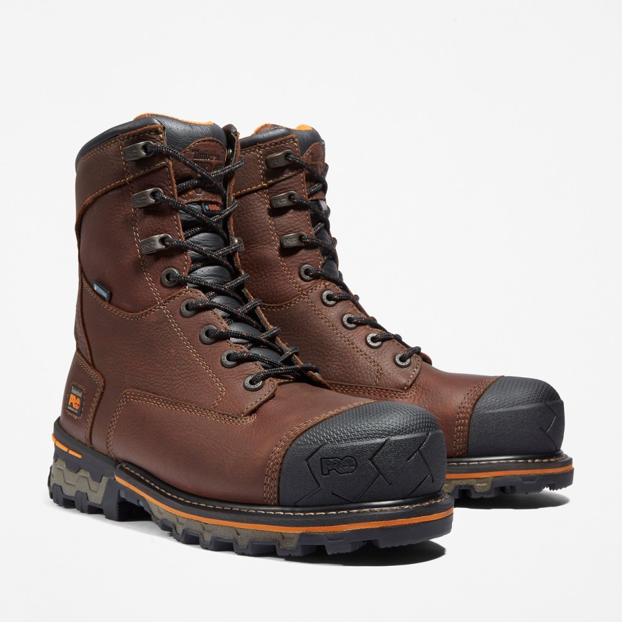 Timberland Ireland Brown Full-Grain Men's Boondock 8 Composite Toe Waterproof Work Boot