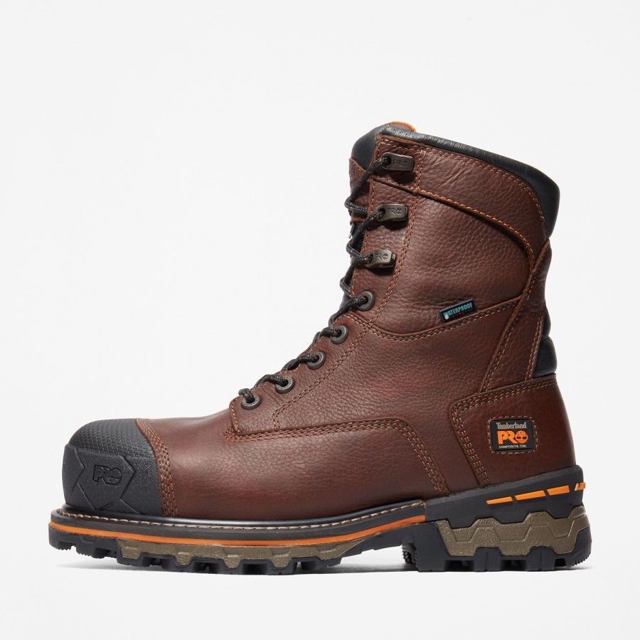 Timberland Ireland Brown Full-Grain Men's Boondock 8 Composite Toe Waterproof Work Boot