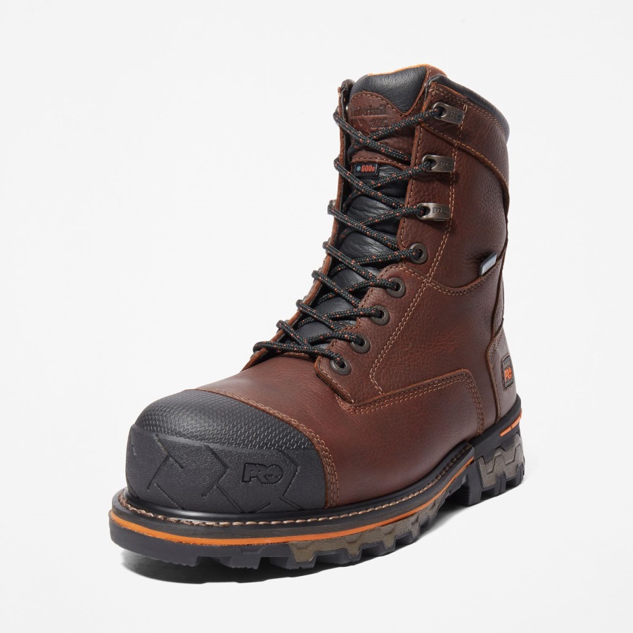 Timberland Ireland Brown Full-Grain Men's Boondock 8 Composite Toe Waterproof Work Boot