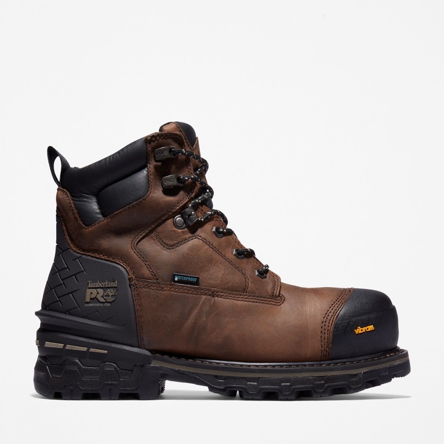 Timberland Ireland Brown Full-Grain Men's Boondock Hd 6 Composite Toe Waterproof Work Boot