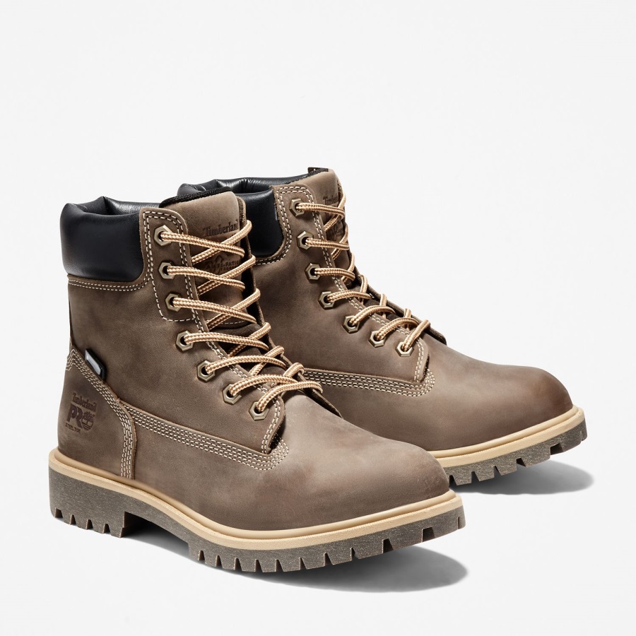 Timberland Ireland Brown Full-Grain Women's Direct Attach 6 Steel Safety Toe Waterproof Work Boot