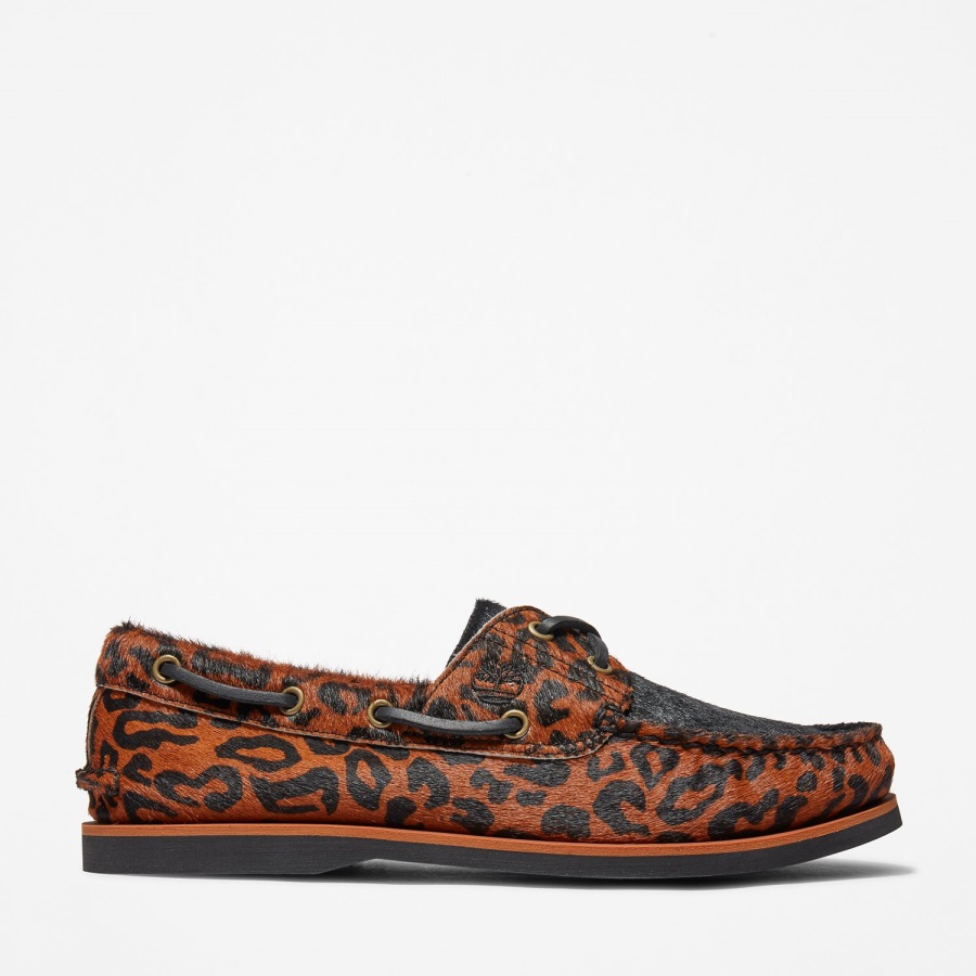 Timberland Ireland Brown Leopard Men's Wacko Maria X 2-Eye Boat Shoes