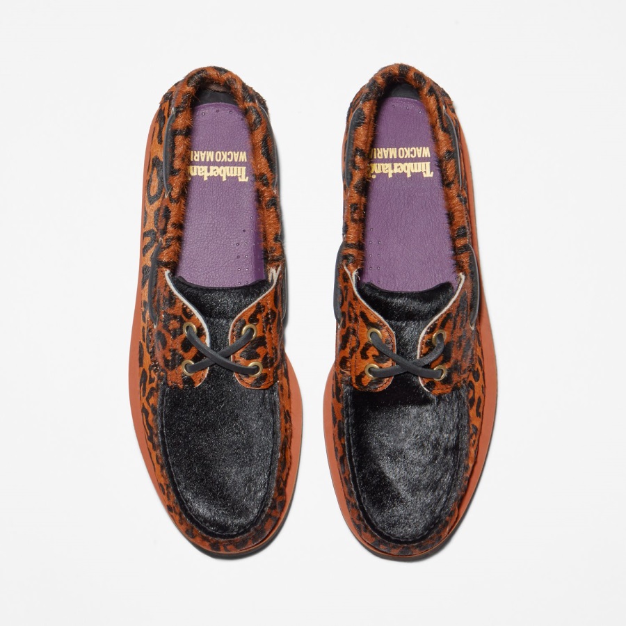 Timberland Ireland Brown Leopard Men's Wacko Maria X 2-Eye Boat Shoes