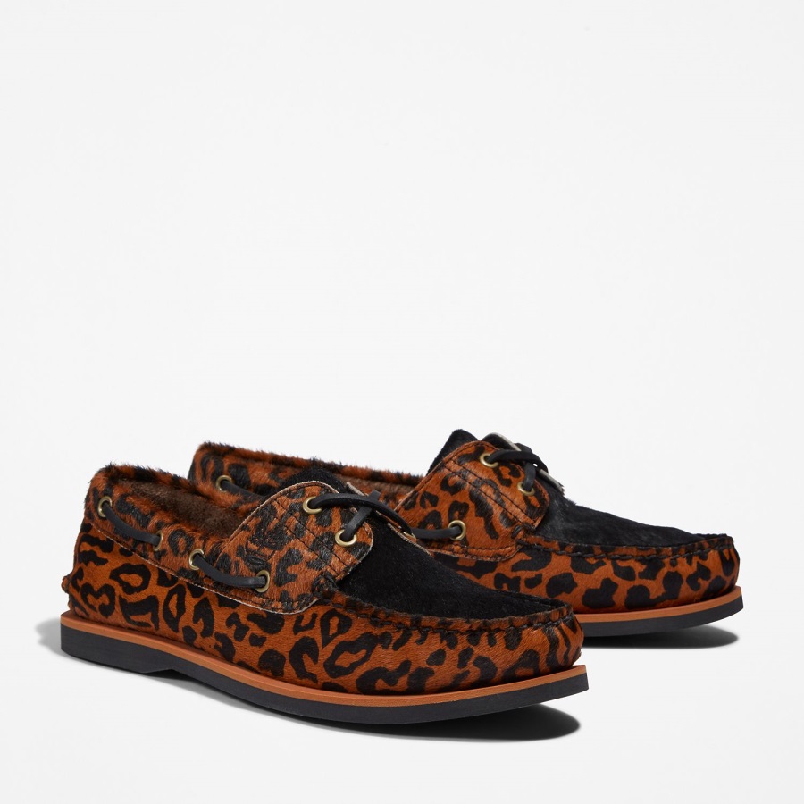 Timberland Ireland Brown Leopard Men's Wacko Maria X 2-Eye Boat Shoes