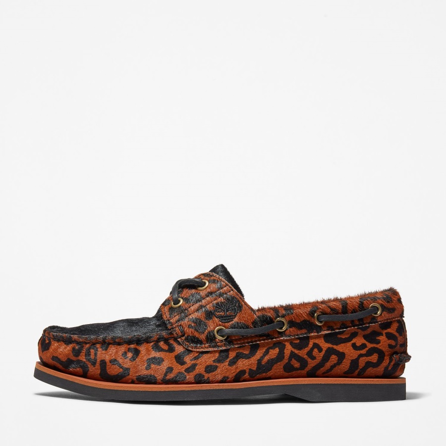 Timberland Ireland Brown Leopard Men's Wacko Maria X 2-Eye Boat Shoes