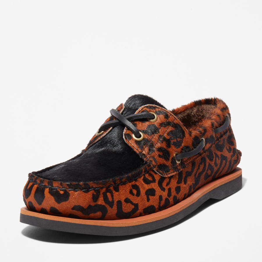 Timberland Ireland Brown Leopard Men's Wacko Maria X 2-Eye Boat Shoes
