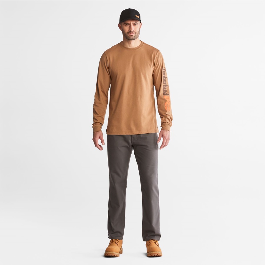 Timberland Ireland Brown Men's Pro Base Plate Long-Sleeve Wicking T-Shirt