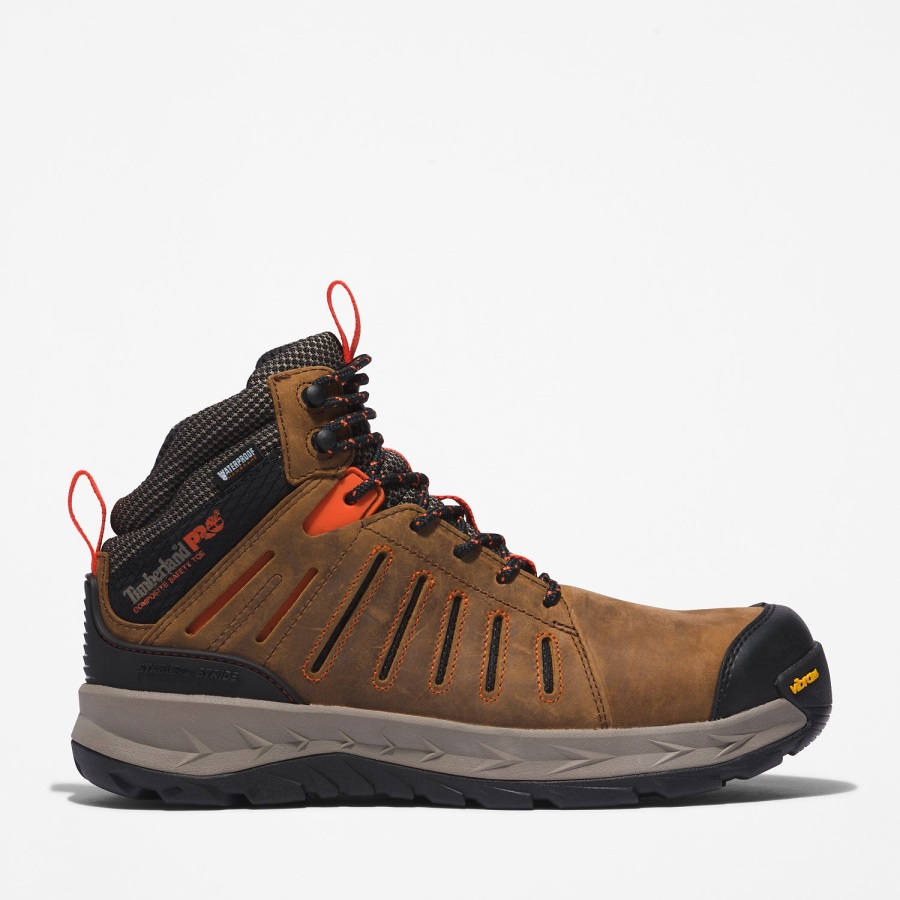 Timberland Ireland Brown/Red Men's Trailwind Waterproof Comp-Toe Work Boots