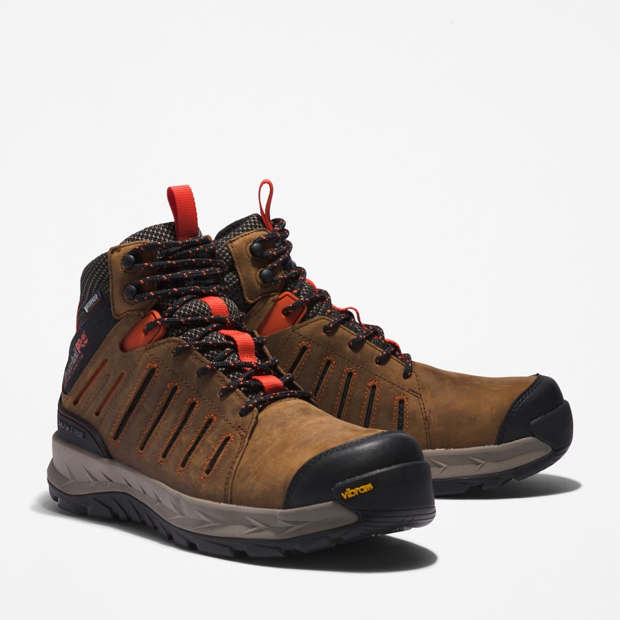 Timberland Ireland Brown/Red Men's Trailwind Waterproof Comp-Toe Work Boots