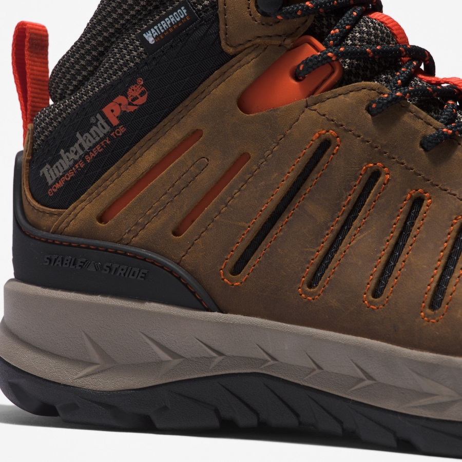 Timberland Ireland Brown/Red Men's Trailwind Waterproof Comp-Toe Work Boots