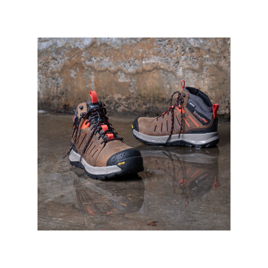 Timberland Ireland Brown/Red Men's Trailwind Waterproof Comp-Toe Work Boots