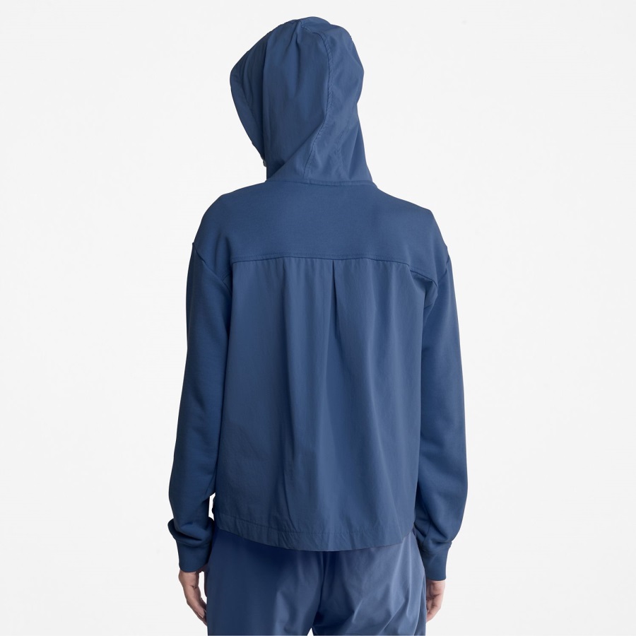 Timberland Ireland Dark Denim Women's Mixed-Media Hoodie Sweatshirt