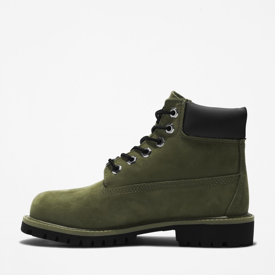 Timberland Ireland Dark Green Nubuck Youth Premium 6-Inch Waterproof Boots