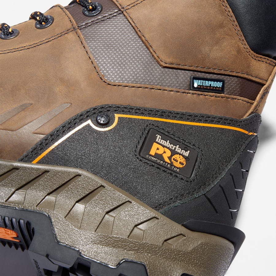 Timberland Ireland Distressed Brown Full-Grain Men's Work Summit 8 Composite Toe Waterproof Work Boot