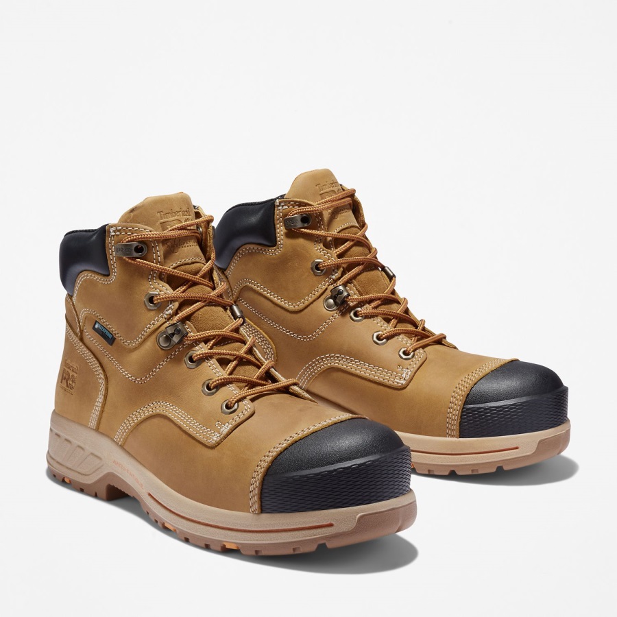 Timberland Ireland Distressed Wheat Full-Grain Men's Pro Helix Hd 6 Composite Toe Waterproof Work Boot