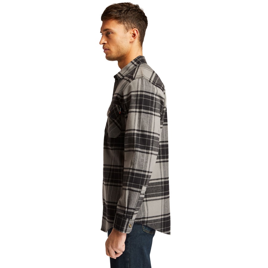 Timberland Ireland Grey Check Men's Pro Woodfort Heavyweight Flannel Work Shirt