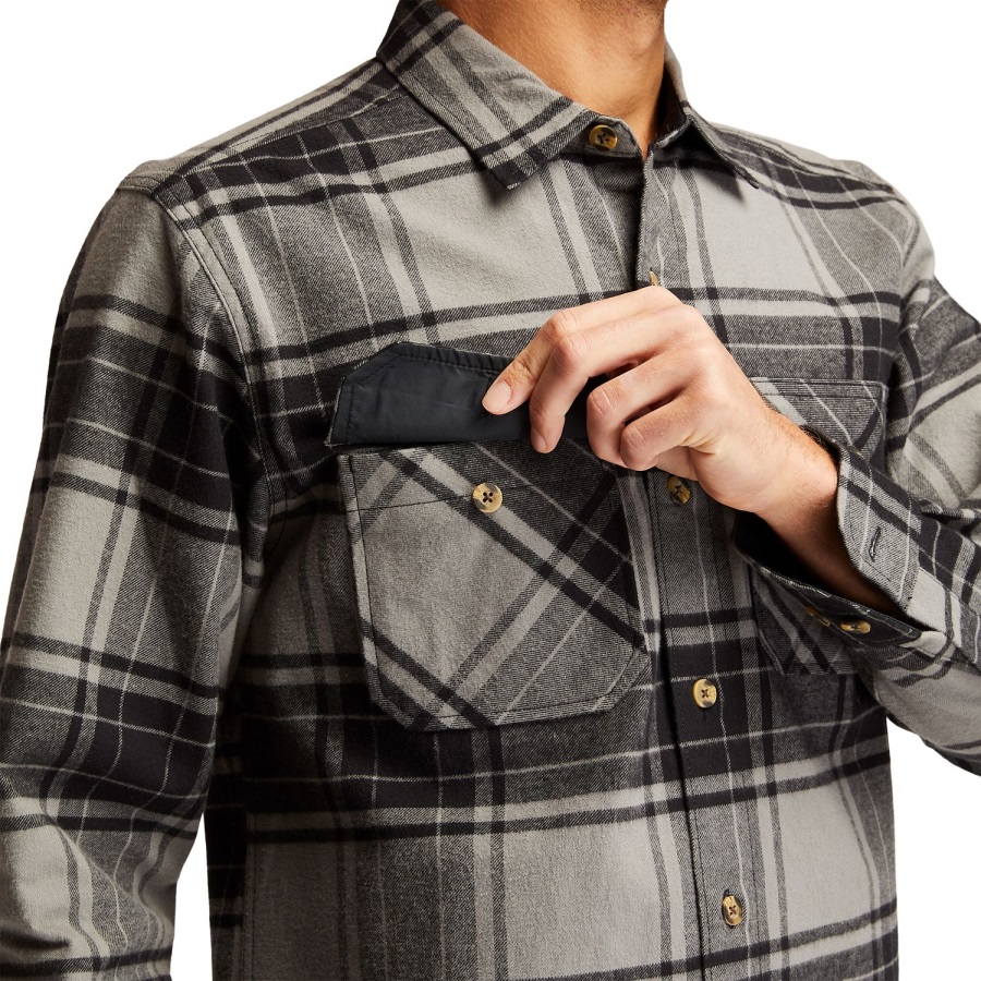 Timberland Ireland Grey Check Men's Pro Woodfort Heavyweight Flannel Work Shirt
