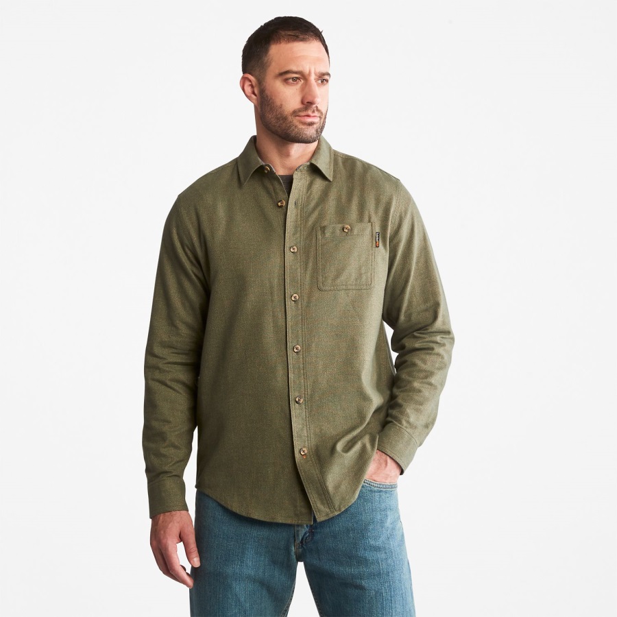 Timberland Ireland Ivy Green Men's Pro Woodfort Midweight Flannel Work Shirt